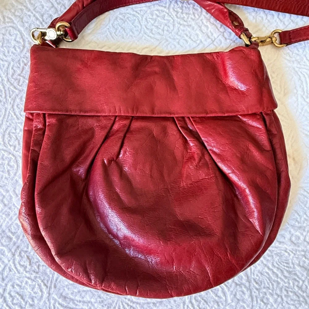 Marc By Marc Jacobs Classic Q Hillier Hobo Bag Women Red Leather Crossbody Gold